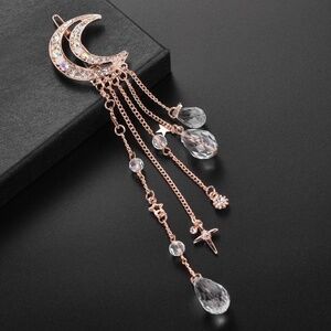 *CALLEN* 1-Pc Rose Gold Moon x Tassel Fashion Hair Clip